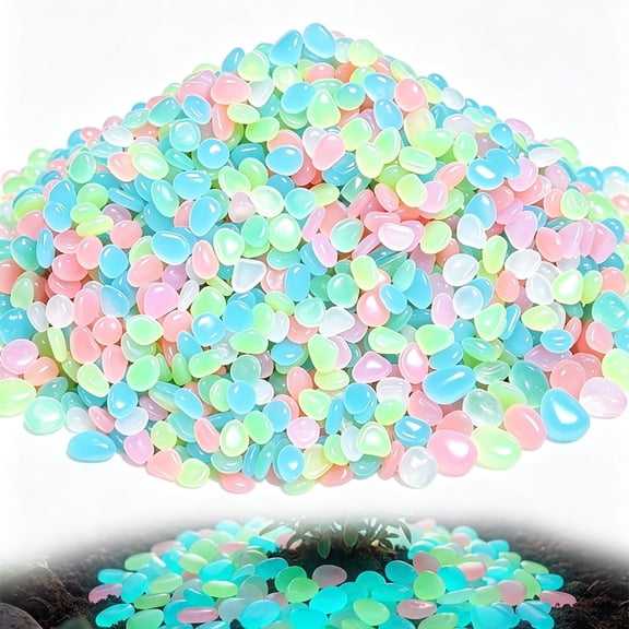 Colorful Glow-in-the-Dark Garden Stones,200/400/600PCS Beautiful Luminous Stepping Stones Glow Rocks for Landscaping Decor