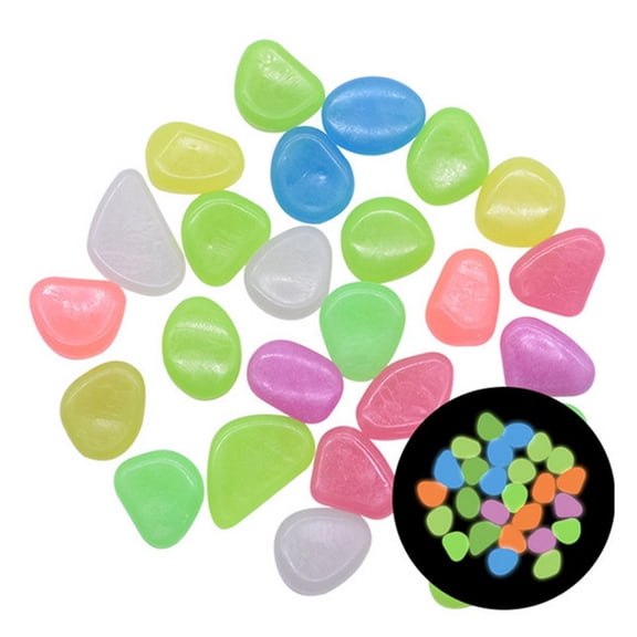 Colorful Glow-in-the-Dark Garden Stones, Glow in the Dark Rocks, Luminous Stones, Colorful Cobbles Decor for Fish Tank, Walkway, Lawn, Yard Ornaments (100, Multicolor)