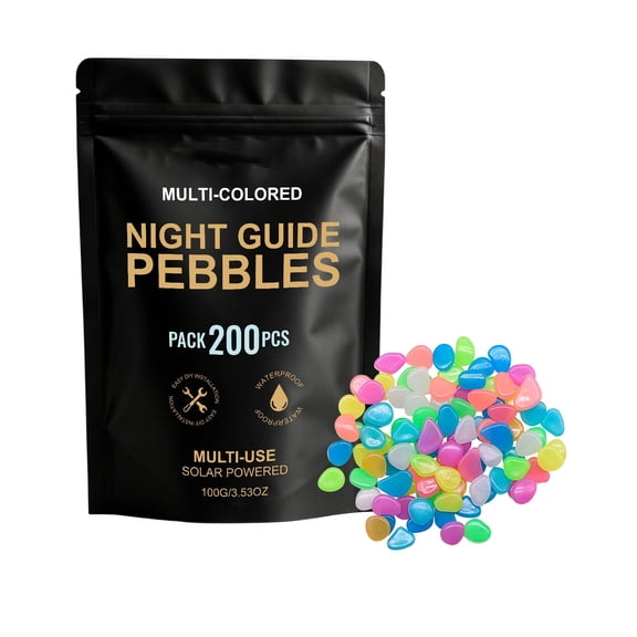 Colorful Glow-in-the-Dark Garden Stones Night Guide Luminous Pebbles Rainbow Glow in the Dark Stepping Rocks Outdoor Landscaping Decor Glowing Stones Fish Tank Aquarium Decorations