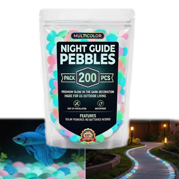 Colorful Glow-in-the-Dark Garden Stones, Night Guide Pebbles, Glow in the Dark Rocks for Landscaping Fish Tank Aquarium Walkway Decor (Color,1000 Pcs)