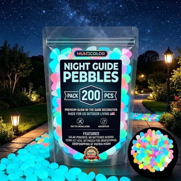 Colorful Glow in the Dark Rocks, Night Guide Pebbles for Pool Edging Decor (200-1000 Pcs)
