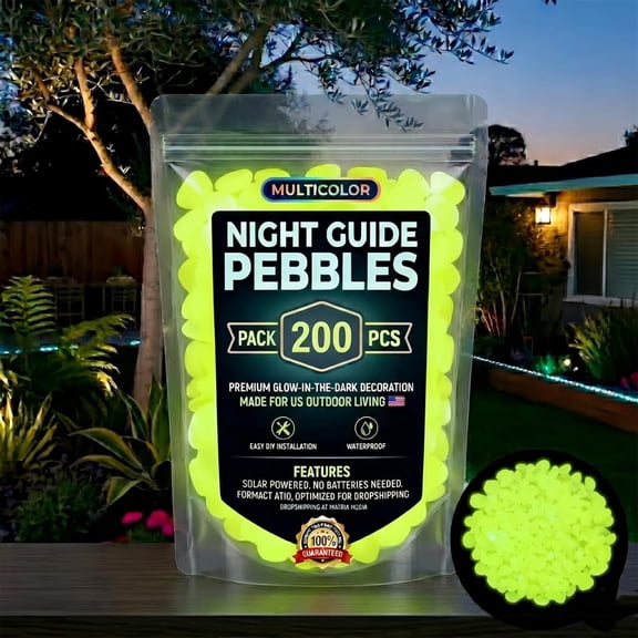 Colorful Glow in the Dark Rocks, Solar Powered Stones for Backyard Patio Edging (200-1000 Pcs)