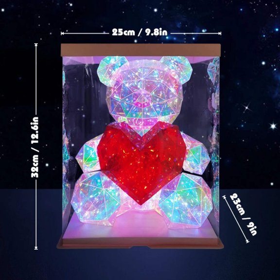 Colorful Glowing Bear LED Bear With Box Valentine's Day Gift Girlfriend Surprise Birthday Wedding Anniversary Gifts 25CM