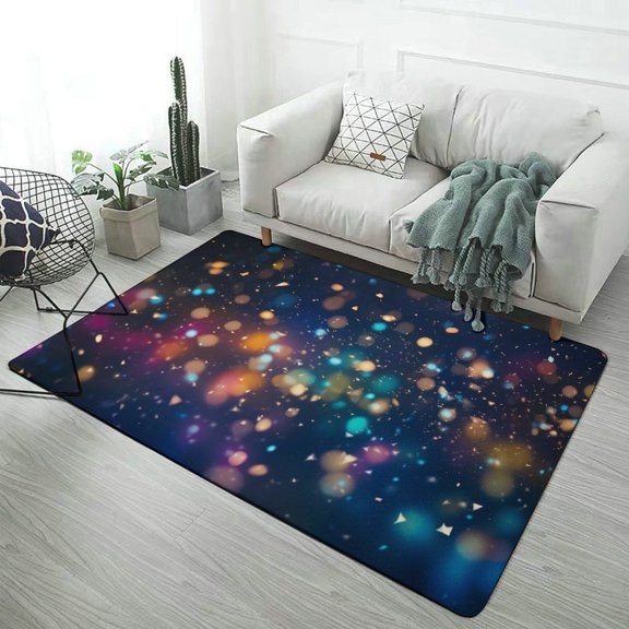 Colorful Glowing Confetti Soft Comfy Rug for Home Decor Living Room Bedroom Area Rug Non-slip Doormat