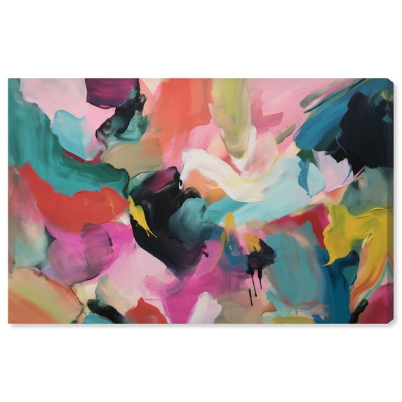 Colorful Glowwave Canvas Maximalist Abstract by Art Remedy, Gallery Wrapped, 54" x 36"