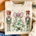 thumbnail image 1 of Colorful Gold Chinoiserie Christmas Tree Sweatshirt, Green Coquette Holiday Pullover, Nutcracker Preppy Xmas Sweatshirt, 1 of 5