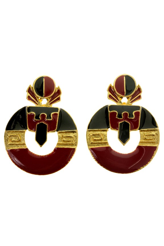 Colorful & Gold-Tone Colored Metal Clip-On-Earrings #LQC303