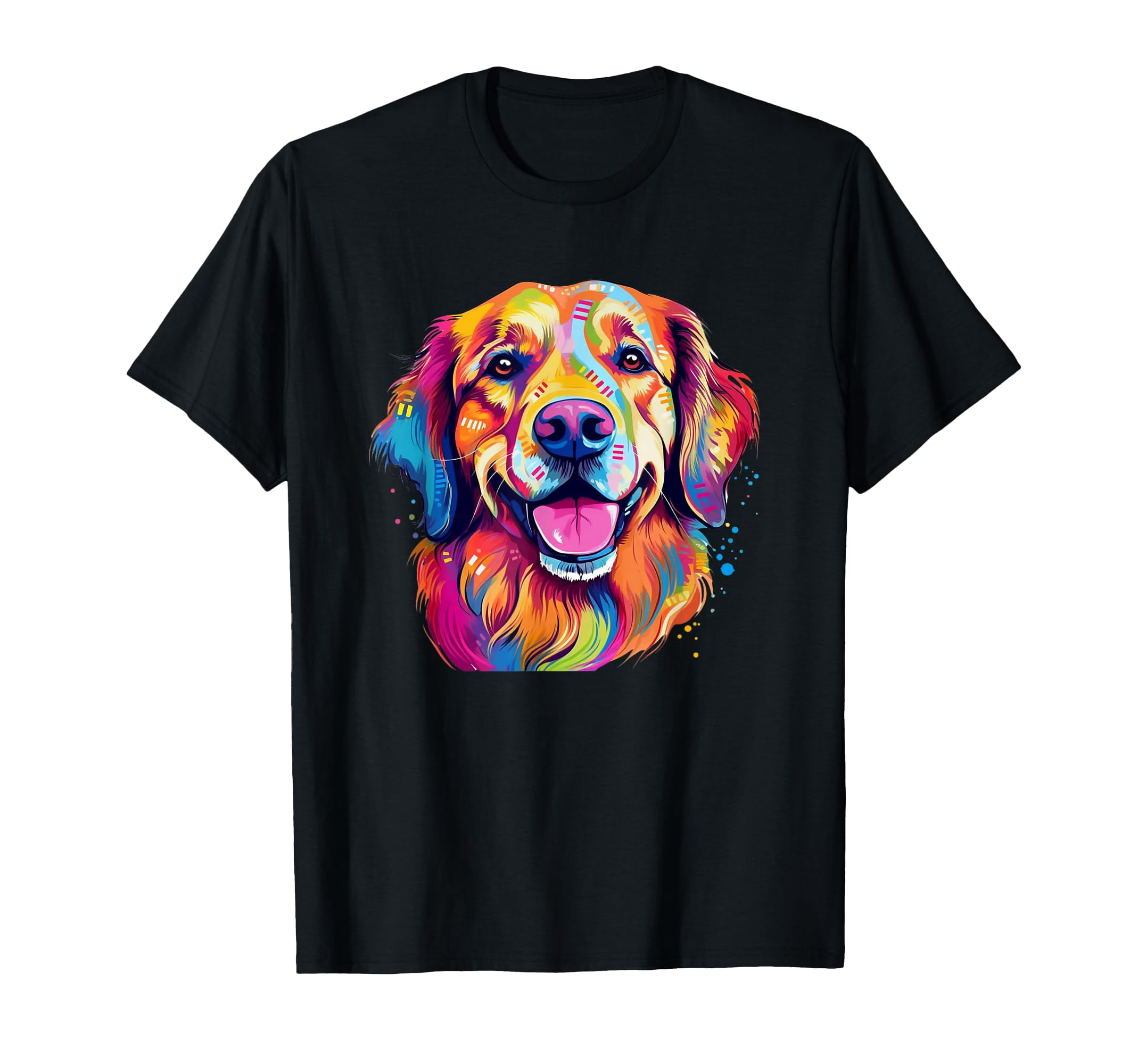 Colorful Golden Retriever Portrait T-Shirt for Dog Lovers and Art ...