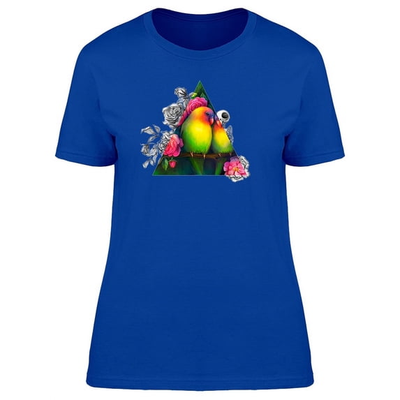 Colorful & Gothic Floral Birds T-Shirt Women -Image by Shutterstock, Female Large