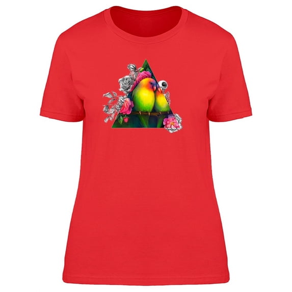 Colorful & Gothic Floral Birds T-Shirt Women -Image by Shutterstock, Female Large