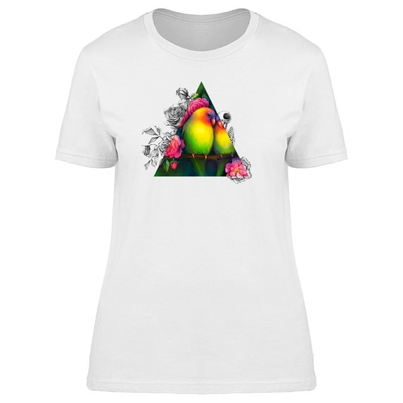 Colorful & Gothic Floral Birds T-Shirt Women -Image by Shutterstock, Female Medium
