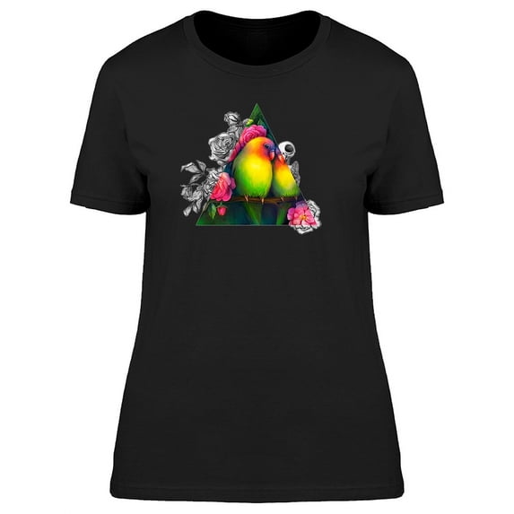 Colorful & Gothic Floral Birds T-Shirt Women -Image by Shutterstock, Female Small