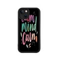thumbnail image 1 of Colorful Gradient ' Calm Mind Calm ' iPhone 15 Case - Lightweight Yellowing Resistant Black Background with Abstract Leaf Design, 1 of 6