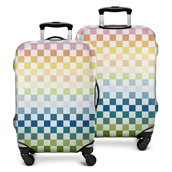 Colorful Gradient Checkerboard Checkered Pattern Luggage Cover Fashion Suitcase Cover Baggage Covers Fit 25-28 Inch Luggage (Go Travel)