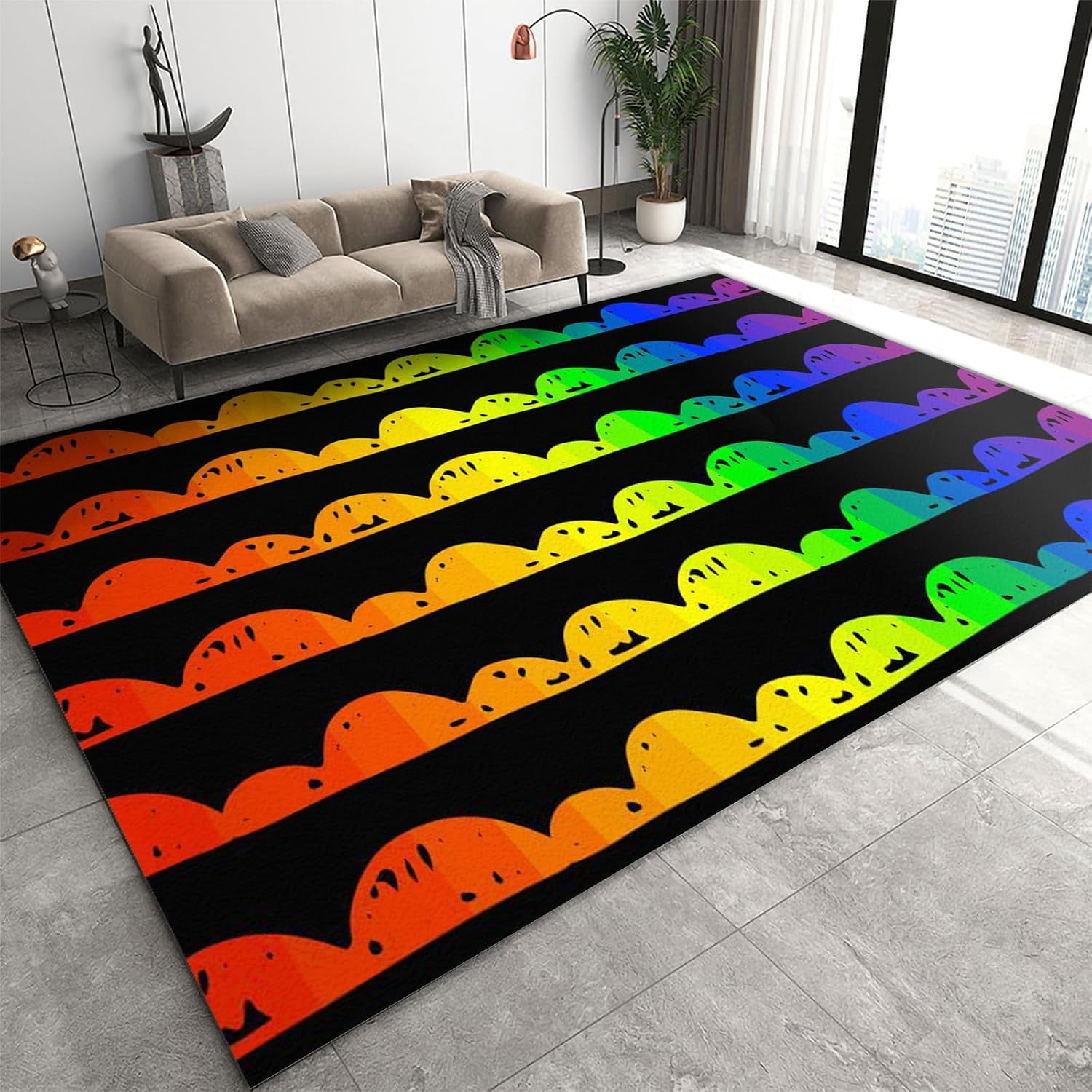 Saturated Colorful Rug Colorful Gradient Clouds Area Rug, Modern Art Abstract Carpet for ...