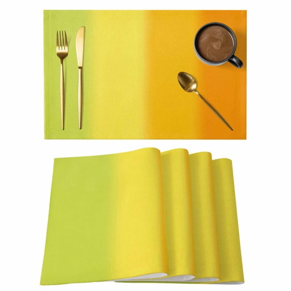 Colorful Gradient Cotton Linen Placemats Set of 1, Green Yellow Orange ...