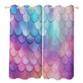 thumbnail image 1 of Colorful Gradient Fish Scale Texture Mermaid 2 Panel Curtain Set, Watercolor Painting Window Treatment Living Room Bedroom Decor, 1 of 5