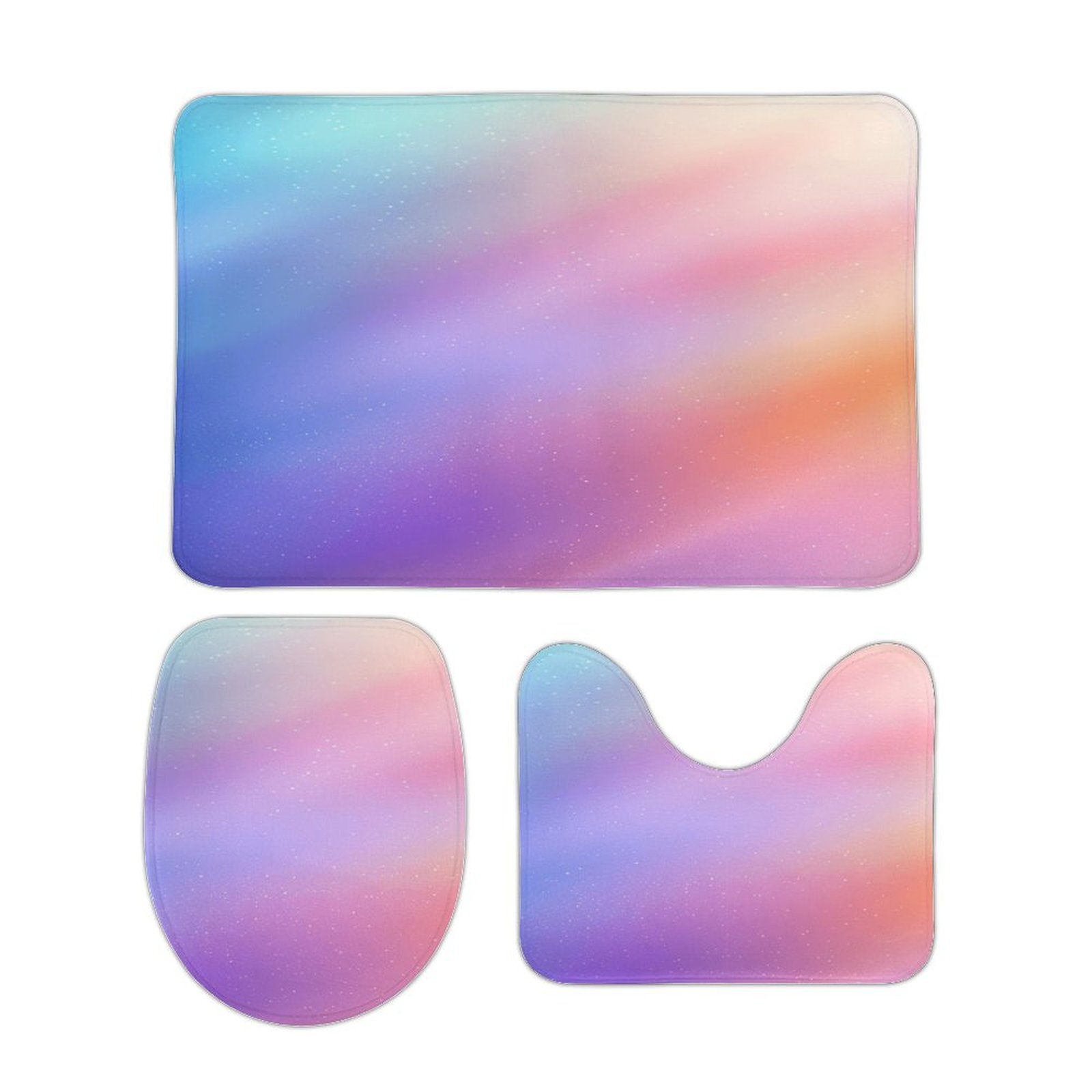Colorful Gradient Fish Scale Texture Mermaid Bathroom Rugs Set 3 Piece ...