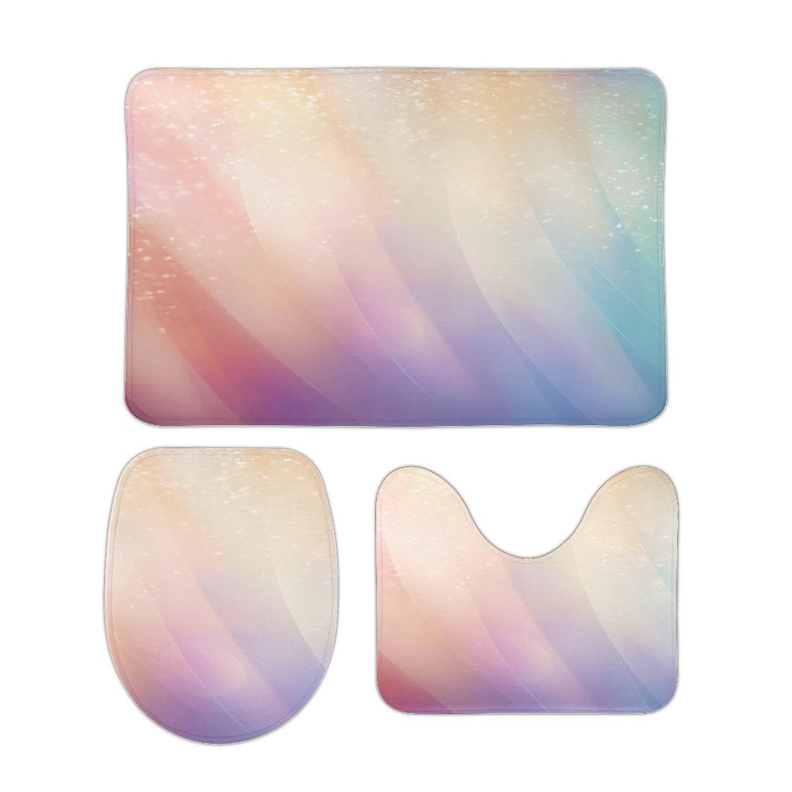 Colorful Gradient Fish Scale Texture Mermaid Bathroom Rugs Set 3 Piece ...
