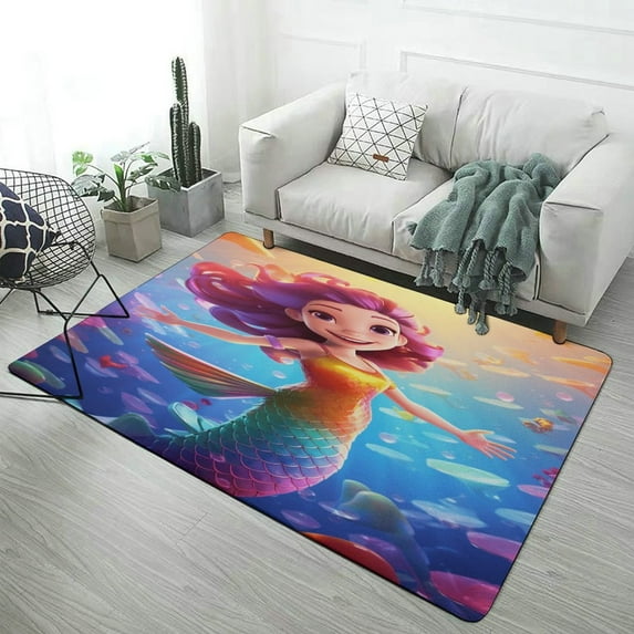 Colorful Gradient Fish Scale Texture Mermaid Carpet Style Living Room Bedroom Rug Modern 3d Entry Door Mats Household