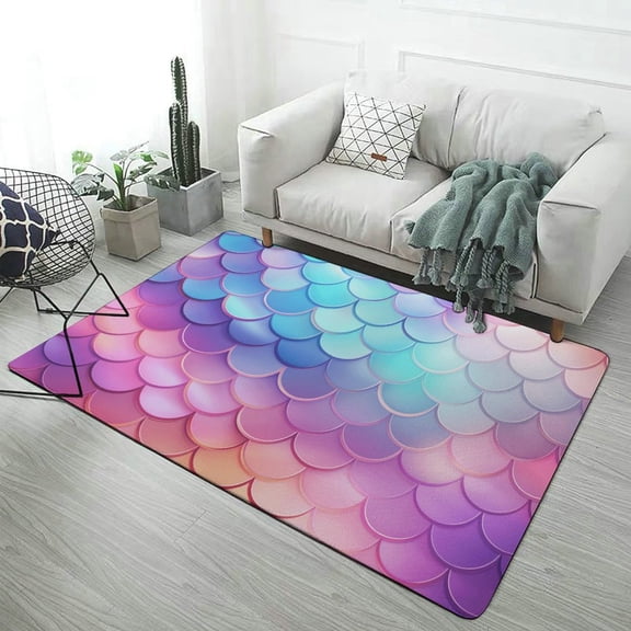 Colorful Gradient Fish Scale Texture Mermaid Carpet Style Living Room Bedroom Rug Modern 3d Entry Door Mats Household