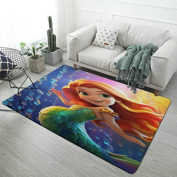 Colorful Gradient Fish Scale Texture Mermaid Carpet for Home Decoration Rugs for Bedroom Room Living Room Bathroom Entrance Door Non-slip Comfort Mat