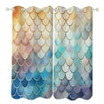 thumbnail image 1 of Colorful Gradient Fish Scale Texture Mermaid Curtains Aesthetic Envrionmental Friendly Picture, Living Room Bedroom Window Drapes 2 Panel Set, 1 of 5