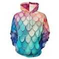 thumbnail image 1 of Colorful Gradient Fish Scale Texture Mermaid Men's Women Vintage 3D Hooded Sweatshirt - All-Season Loose Fit Streetwear, 1 of 6