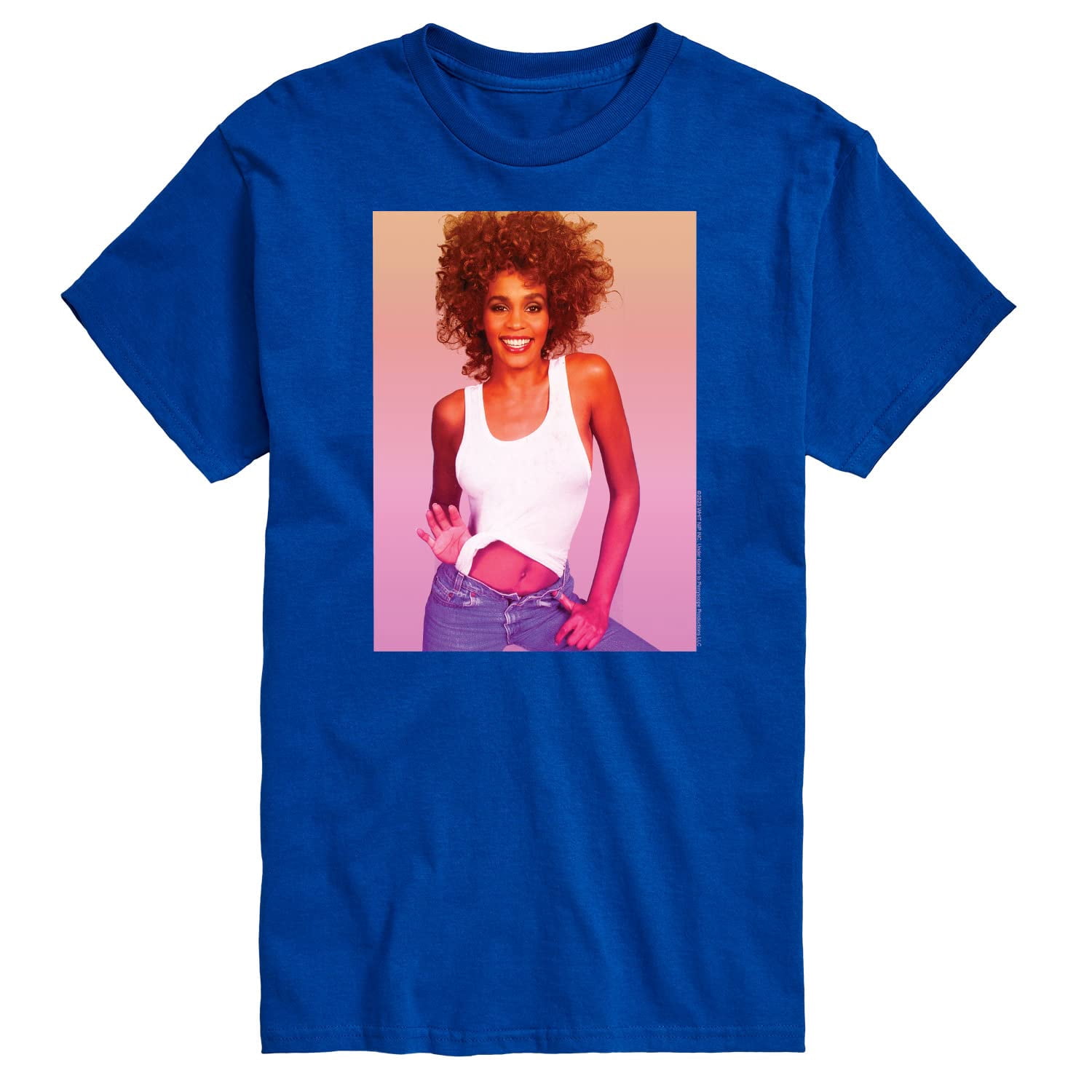 Colorful Gradient Graphic T-Shirt Featuring Smiling Woman with Curly ...