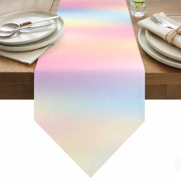 Colorful Gradient Table Runner 36 Inches Long Pink Yellow Abstract Table Runners for Dining Room Tabletop Dresser Scarf Home Party Banquet Wedding Holiday Decoration