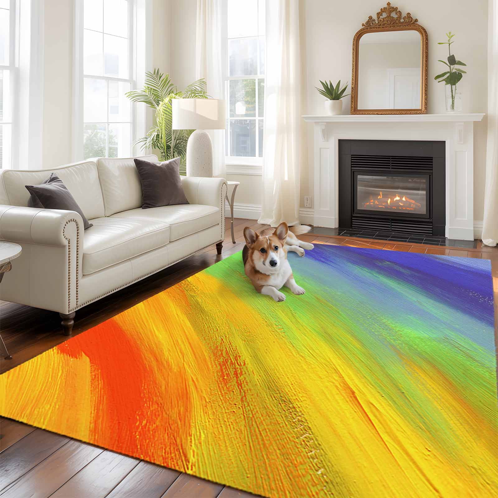 Colorful Gradual Large Area Rugs 6x9 ft Watercolor Rainbow Abstract ...