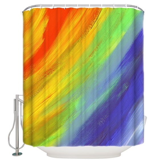 Colorful Gradual Shower Curtain, 60" x 72", Watercolor Rainbow Abstract Modern Waterproof Bathroom Curtain Washable Shower Curtain Set with 12 Hooks