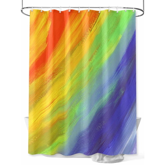 Colorful Gradual Shower Curtain, Watercolor Rainbow Abstract Modern Waterproof Shower Curtain Set with 12 Hooks Lightweight Washable Fabric Shower Curtains for Bathroom 72x84 Inches
