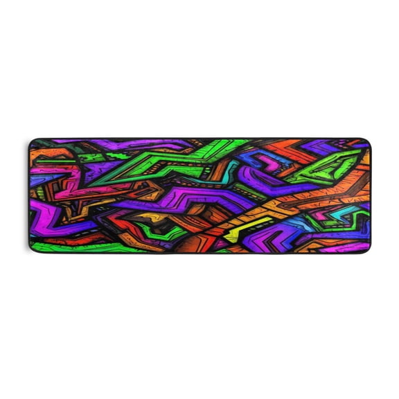 Colorful Graffiti 72x24" Runner Rug, Non-Slip Memory Foam Cushion, Anti-Crease for Hallways and Bedrooms