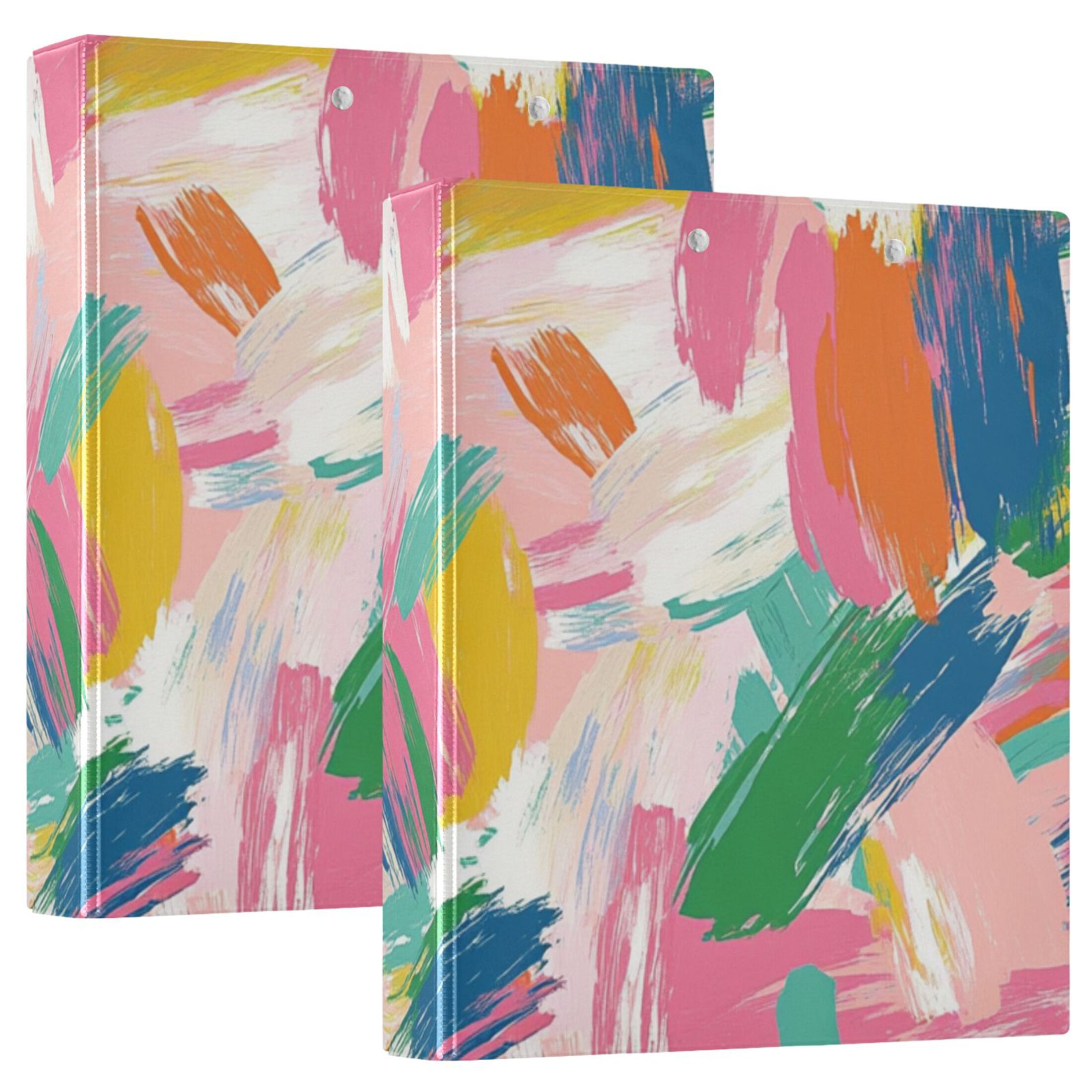 Colorful Graffiti Blocks 3 Ring Binders 1.5 inch Hardcover File Folders with Interior Pockets A4 Size Organizer for School Office Hospital