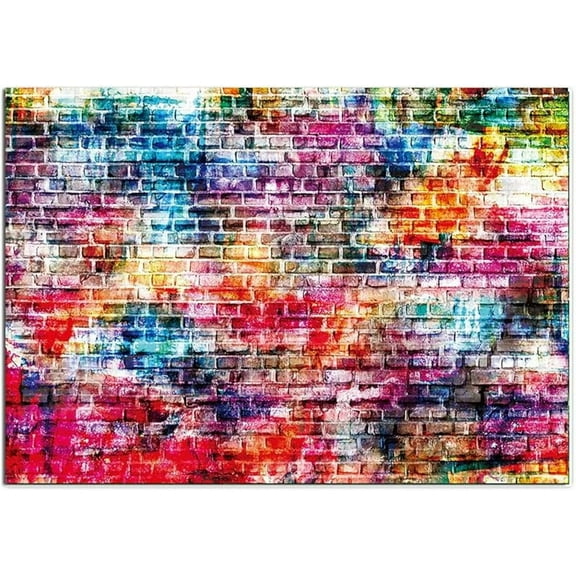 Colorful Graffiti Brick Wall Backdrop Abstract Spray Paint Street Art Background for Photography, Hip Hop Party, Music Video, Birthday Decoration