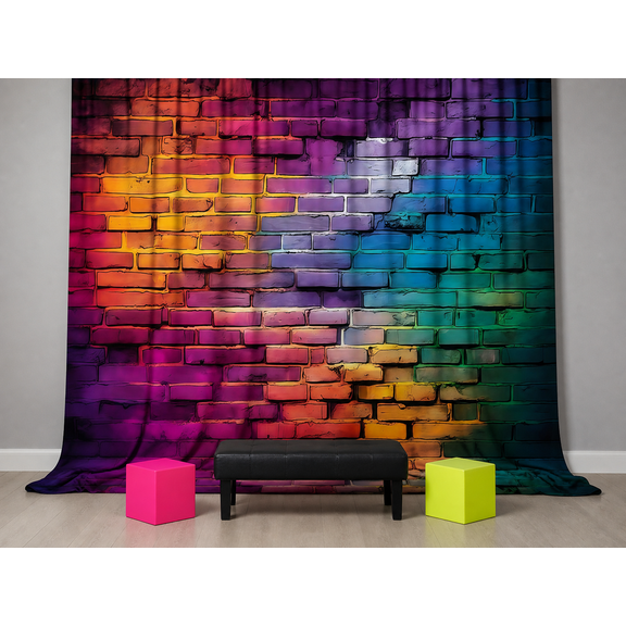 Colorful Graffiti Brick Wall Backdrop