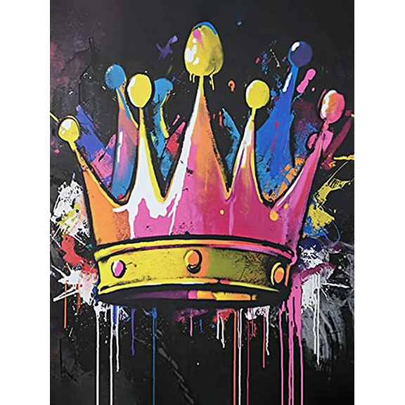 Colorful Graffiti Crown Canvas Wall ArtSuitable for Living Room Bedroom Office Dining Room and Bathroom Decoration.