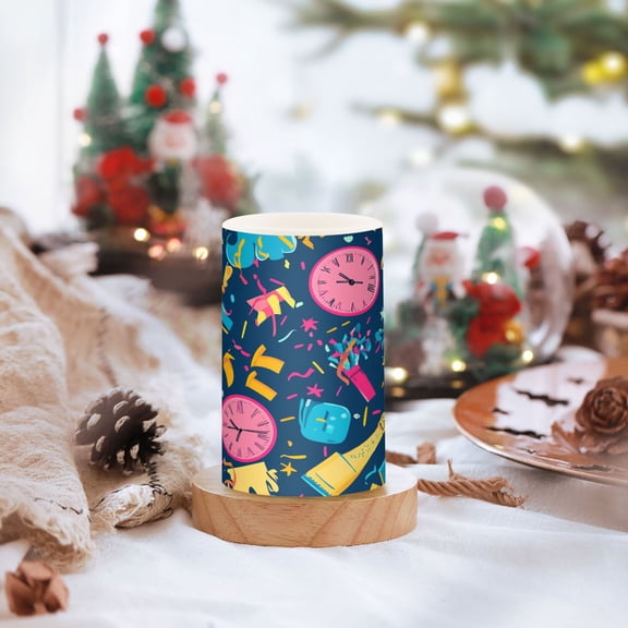 Colorful Graffiti Design Colors Set of 2 Flameless LED Candles Remote and Timer Indoor Outdoor