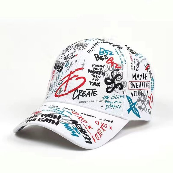 Colorful Graffiti Hip Hop Baseball Cap Casual Sun-Proof Printed Peaked Cap Characteristic Hat Trendy Men and Women