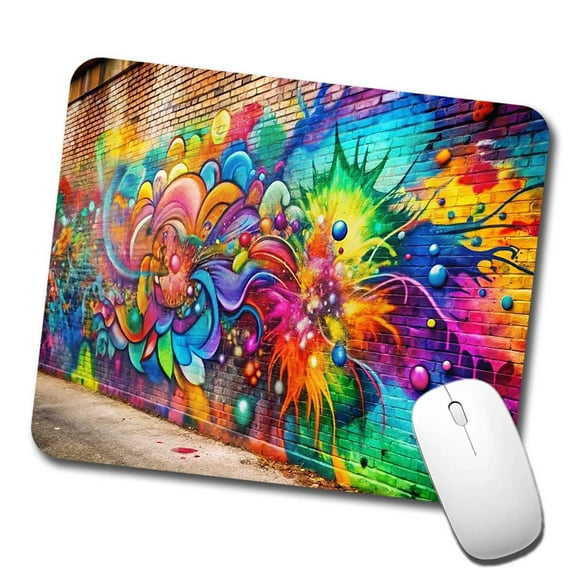 Colorful Graffiti On City Wall Mouse Pad Low Profile Gaming Mat