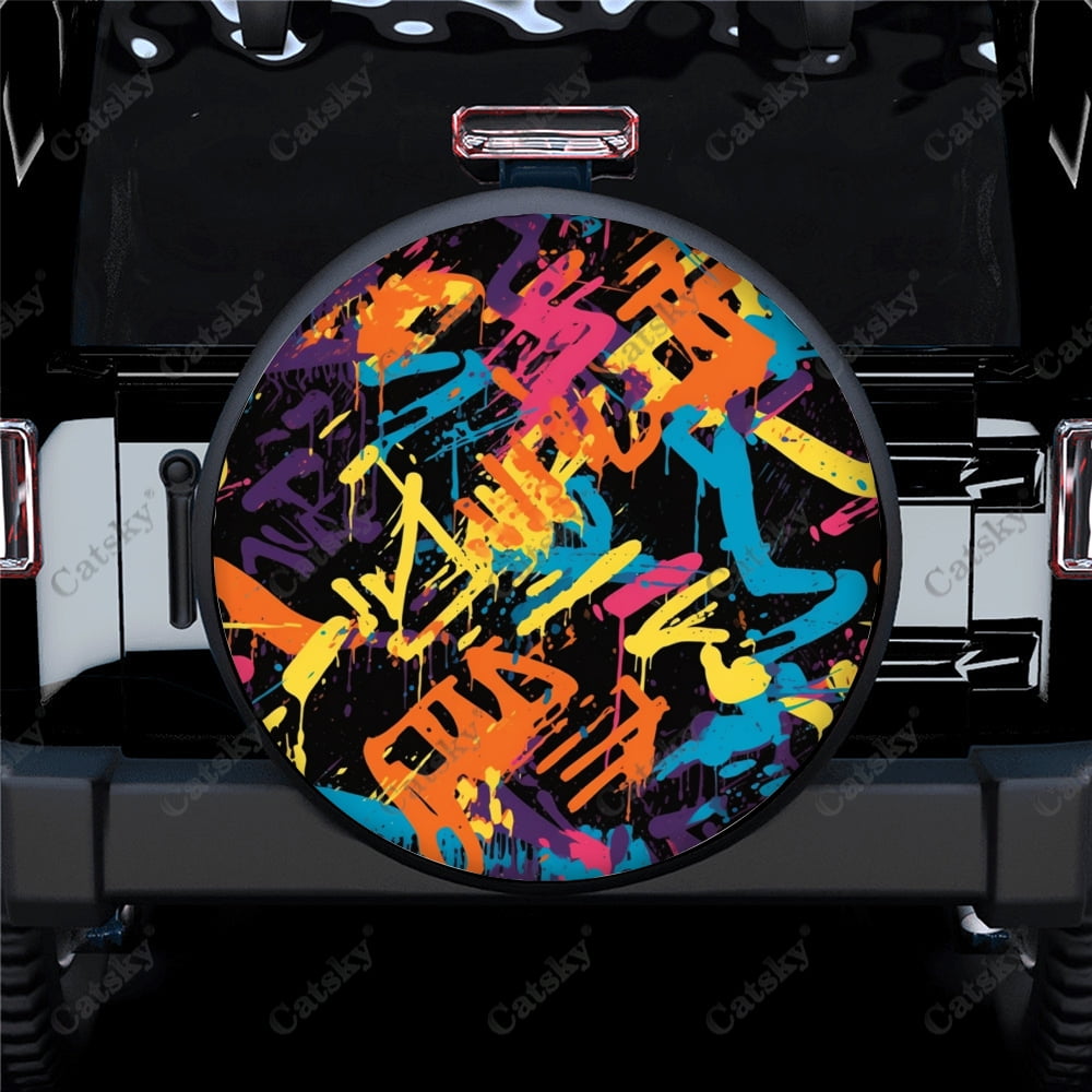 Colorful Graffiti Pattern Pattern Polyester Universal Spare Wheel Tire