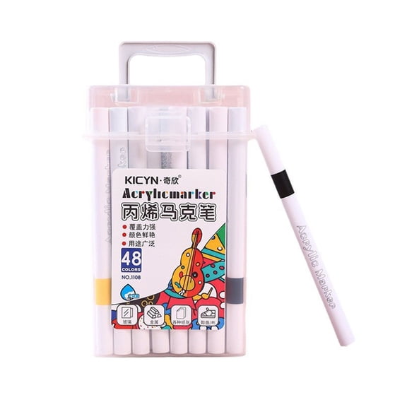 Colorful Graffiti Pen, KICYN. AcrylicMarker Acrylic Mark Pen, with strong coverage, bright colors, and wide range of uses (48 colors)