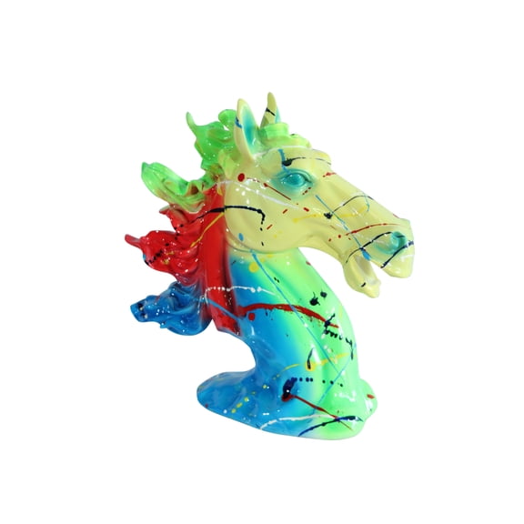 Colorful Graffiti Resin Horse Head Sculpture Modern Décor 11" x 4" x 13"H