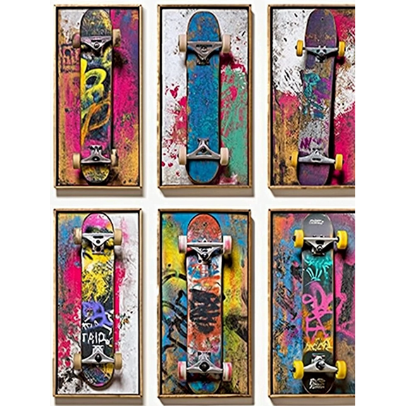 Colorful Graffiti Skateboard Canvas Art Prints Suitable for Living Room Bedroom Office Dorm Room and Studio Decoration.