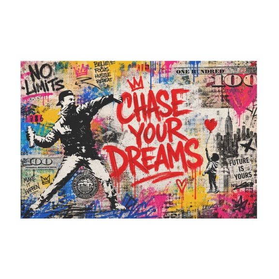 Colorful Graffiti Street Art Canvas Wall Art Follow Your Dreams Print For Living Room Bedroom Home Decor 12*18in