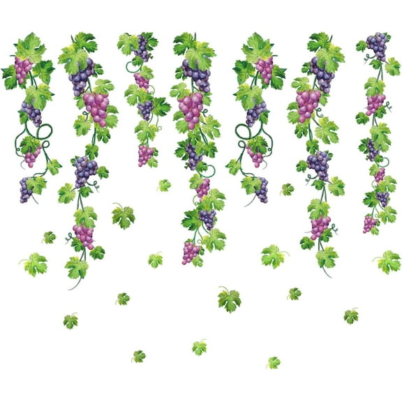 Colorful Grapes Vine Wall Decor Grapes Fruits Wall Sticker Peel and Stick Wallpaper Bedroom Nursery Decor Livingroom Room Kitchen Mural Decoration 31x22inch