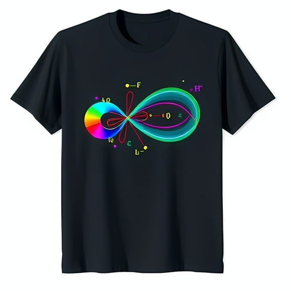 Colorful Graphic Black T-Shirt Unique Astrophysics Design for Lovers