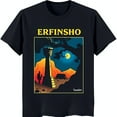 Colorful Graphic Black TShirt with Tower Tree Moon & Desert Design