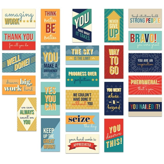Colorful Gratitude Encouragement Cards / 50 Motivational Kindness Cards / 25 Inspirational Quote Designs For Employees And Students